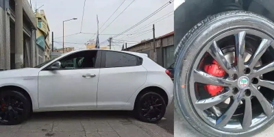 Alfa Romeo rim in Black after electrostatic powder coating - 2