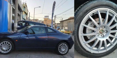 Alfa Romeo rim in Silver after electrostatic powder coating - 3