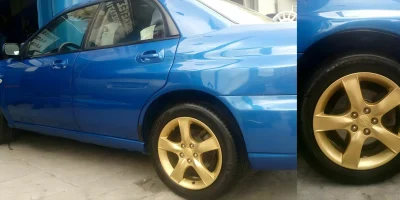 Ζάντα Subaru βαμμένη χρυσό με ηλεκτροστατική βαφή - 2