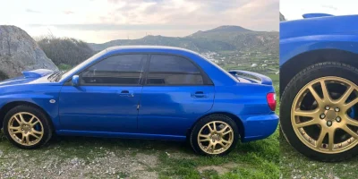 Ζάντα Subaru βαμμένη χρυσό με ηλεκτροστατική βαφή