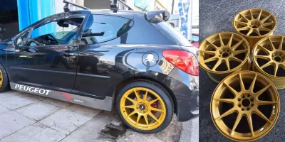 Ζάντα Peugeot βαμμένη χρυσό με ηλεκτροστατική βαφή