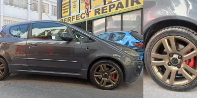 Ζάντα Mitsubishi βαμμένη χρυσό με ηλεκτροστατική βαφή
