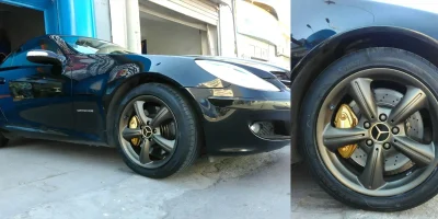 Ζάντα Mercedes βαμμένη χρυσό με ηλεκτροστατική βαφή