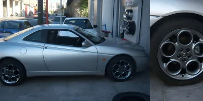 Alfa Romeo rim in Gun Metal after electrostatic powder coating - 4