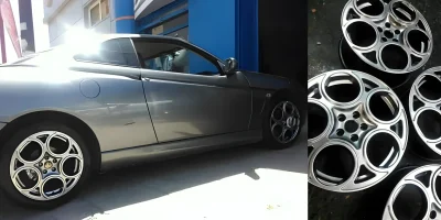Alfa Romeo rim in Gun Metal after electrostatic powder coating - 3