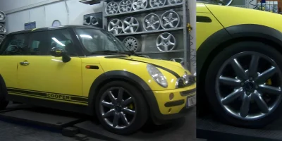 Mini Cooper rim in Charcoal after electrostatic powder coating - 3