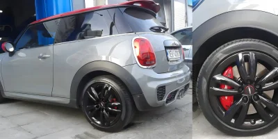 Mini Cooper rim in Black after electrostatic powder coating - 3