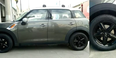 Mini Cooper rim in Black after electrostatic powder coating