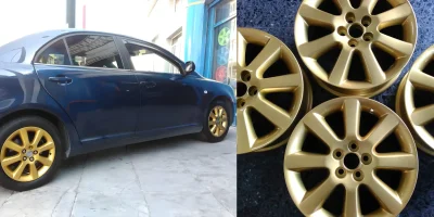 Ζάντα Toyota βαμμένη χρυσό με ηλεκτροστατική βαφή