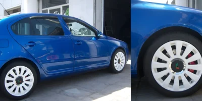 Ζάντα Skoda βαμμένη λευκό με ηλεκτροστατική βαφή