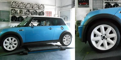 Ζάντα Mini Cooper βαμμένη λευκό με ηλεκτροστατική βαφή